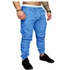 Pantalon pour hommes coton entrejambe ouvert sexe en plein air mâle travail Cargo avec pantalon multi-poches sport noir pantalon de survêtement décontracté