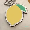 Keychain Designer Fashion Keys Pendant Key Buckle Classic Lemon Genuine Leather Keychains Ornaments