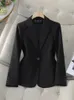 Abiti da donna Blazer formale femminile Donna Grigio Blu Nero Solido Manica lunga Ufficio Giacca da lavoro da donna Cappotto per l'autunno inverno