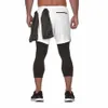 Reißverschlusstasche Männer Shorts 2 in 1 Basketball Sport Männer Jogger Jogginghose Jogging Fitn Schnelltrocknende männliche 3/4 Hosen Schwarz l82d #