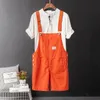 Y2K masculino Fancy Color Bib Macacão Shorts Casual Verão Plus Size Suspensórios Calças Cáqui Preto Verde E9eA #