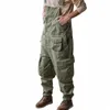 Retro American Cott Overalls Bibbs Loose Wing Jumpsuit Men's Suspenders Fyra SEAS i full längd baggy byxor i4AH#