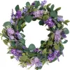 Artificial Flower Eucalyptus Leaves Wreath Rustic Farmhouse Decorative Floral Wreath for Front Door Window Wedding Spring