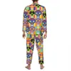 carino pigiama con teschio di zucchero Set Halen Party indumenti da notte caldi uomo manica Lg notte casual 2 pezzi indumenti da letto taglie forti 2XL e9e9 #