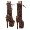 Dance Shoes Auman Ale 17CM/7inches Leopard Upper Sexy Exotic High Heel Platform Party Women Mid-Calf Boots Pole 242