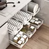 1 estante para platos debajo del fregadero, organizador de almacenamiento, gabinete extraíble, cajón, estante, accesorios de cocina para una limpieza eficiente y cómoda