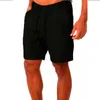 Verão masculino cor sólida calças de praia shorts homme curto casual linho ginásio homem cordão butts bottoms S-4XL 79sZ #