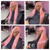 Perruque frontale en dentelle transparente rose clair 13X4 perruque avant en dentelle droite 180 densité 613 perruques de cheveux humains colorés pour les femmes noires