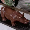 Sculptures Rhinoceros Figurines Superior Clay Crafts Desk Tea Table Decoration Ornaments Accessories Household Decor Animal Home Decoration
