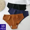 10 Stuksset Dames Slipje Naadloze Ondergoed Stukken Dame Onderbroek Slips Onzichtbare Panty Sexy Lingerie 240311