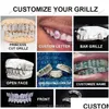 Bracelets de charme Bereal Bijoux 18K Plaqué Or Moissanite Dents Grillz Invisible Avec Princesse Cut 925 Sier Vvs Personnalisé Hip Hop Glacé Ou Otbmc