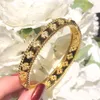 High Quality Platinum Diamond Kaleidoscope Four-leaf Van Clover Bracelet Lady Bangle Brand Designer Cleef Gold