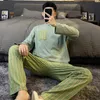 2023 Cott Mannen Pyjama Lg Nachtkleding Elegante Mannelijke Big Size Pijama Hombre Nachtkleding Gestreepte Loungewear pyjama voor mannen Dropship 646 h #