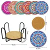 Stitch 9st/set DIY Flower Diamond Målning Coaster Special Shaped Drill Point Drill Coaster Cup Cushion With Rack Decor Presents