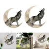 Sculptures Metal Wolf Howling Sculpture Wall Decor Art Moon Ornament Office Patio