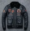 Winter verdickt übergroße Original ökologische Lammfell Ledermantel Herren Air Force Fluganzug Pelz in E M Lederjacke V5Qa #