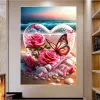 Stitch Romantic Beach Scenery Diamond Painting Rose Butterfly Love DIY MOSAIC Diamond Brodery 5D CROSS STITTH FLOWER HOME Decor S448