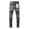 Jeans masculinos designer para calças masculinas tendências roxas angustiadas preto rasgado motociclista magro de alta qualidade 2024