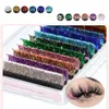 Mix Colors Glitter Eyelash Extension Shiny Party Colorful False Lashes Russian Volume Faux Individual For Makeup Supplies 240318