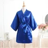 casual Men's Silk Satin Solid Color Lg Robes Wrap Dring Gown Kimo Bathrobe Nightgown Pajamas Sleepwear 01e9#