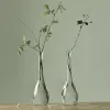 Vases Vase en verre Transparent de Style japonais, nouveau Style chinois, décoration de bureau à domicile, Arrangement de fleurs Zen, fleur sèche, Vase à petite bouche