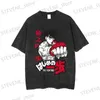T-shirt da uomo Hip Hop Strtwear Men Washed Black Tshirt Anime giapponese IPPO T-shirt Harajuku Summer Short Slve Casual Top in cotone Ts T240325