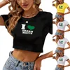 T-shirts voor dames Crop top voor dames Casual letterprint T-shirt met korte mouwen en hals Zomershirt Vakantie uitgaan