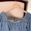 Grande taille 5XL 6XL 9XL été Denim robe élégante bleu jean chemise robes dames bureau ample genou longueur solide Lare 240311