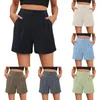 Women's Shorts Womens Casual High Waist Wide Leg Side Pockets Suit Pants Solid Color Lace Up Drawstring Sweatpants