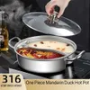 1pc, Double-flavored Stainless Steel Integrated Pot Easy to Clean Compatible with Gas and Electromagnetic Stoves - Kitchen Cookware