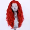 Fanxition White Loose Body Wave Synthetic Wig Long Wavy Lace Front Wigh For Women Cosplay Costume Party Hair Wig 240315