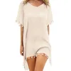 Traje de baño para mujer Para mujer Kaftan decorativo Traje de baño con borlas de gasa Playa Bikini suelto Top Traje de playa Manga corta Vestido de manga larga 24326