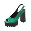 Avrupa ve Amerikan Bayanlar Sandalet Popüler Yaz Yeni Kadın Ayakkabıları Blok Topuklu Topuklu Straps Balık Ağız Açık Ayak Tokları Kadınlar İçin Moda Terlikleri A028