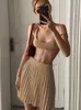 Tossy Summer Sleeveless Tank Top och mini veckade kjol Set Beach Outfits Knit Set Women 2 Piece Sexy Party Dress Suit 240323