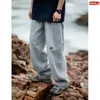 Calças jeans masculinas coreanas, calças casuais vintage largas, calças de perna reta, homem streetwear pop harajuku, calças grandes z0jt #