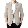 Ternos masculinos leves, casaco elegante com lapela, jaqueta formal de verão com botões duplos, elegante, cor sólida