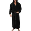 Herren Bademantel Winter Warm Flanell Robe LG Ärmel Plüsch Schal Bademantel Home Lounge Männliche Nachtwäsche Nachthemd Kleid Home Kleidung c8Kk #