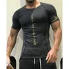 Herren Quick Dry Fitn Bedruckte T-Shirts Outdoor Sport Laufen Klettern Kurzärmeliges Hemd Strumpfhosen Bodybuilding Tops Y3lN #