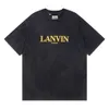 lanvin t shirt sommar mode märke brev tryckta mäns och kvinnors avslappnade kortärmade t-shirt