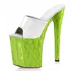 Pantoufles 20cm plate-forme verte discothèque fête sexy fétiche pôle danse modèles hauts femmes strip-teaseuse talons bout ouvert