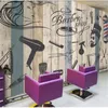 Bakgrundsbilder Wellyu Anpassade stora väggmålningar 3D -tapeter Creative Personality Retro Barber Shop Beauty Salon Bakgrund