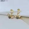 Earrings Necklace Cute Casual Style Zircon Glaze Color Gold Plated Funny Little Bee Stainless Steel Earrings Necklace Set L240323