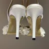 Novo MachMach Slingback para mulheres bombas de renda de bico fino sapatos de casamento de cristal primavera verão moda sandálias de salto alto luxo borboleta água diamante vestido sapatos