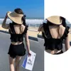 Damesbadmode Koreaans dameszwempak tweedelige set mouwloos conservatief dun studentenfee sexy bikini warm lente strandbadpak 24326