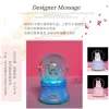 Lådor Creative Cartoon Unicorn Crystal Ball Romantic Color Light Snow Music Box Hem Desktop Decoration Valentine's Day Födelsedagspresent