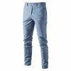 Pantalon décontracté pour hommes Costume Cott solide Petit pantalon serré pour hommes Busin Pantalon Cott décontracté Pantalon Dr k6Qx #