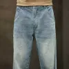 Wijde pijpen jeans mannen baggy broek zomer rechte snit losse retro blauwe denim broek streetwear fi zakken vintage man kleding x4nP #