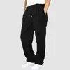 Mense Fleece fodrade Sweatpants Wide Straight Ben Pants Bottom Sweatpants Joggers Pants Löst Fit Sweatpants Bottoms Handing V7KM#