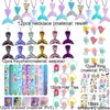 72pcs / 36pcs sirène fête faveurs filles anniversaire Pinata remplissage cadeaux de mariage de Noël sirène bracelet porte-clés collier jouets 240323