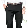 2023 Spring New Men's Bamboo Fiber Casual Pants Classic Style Busin Fi Khaki Stretch Cott Byxor MANA Märke Kläder F6gr#